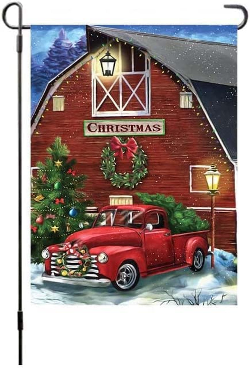 Christmas Dog Garden Flag Burlap Double Sided Vertical 12×18 Inch Merry Christmas Trees Yard Decorations Holiday Banners Outdoor Farmhouse Decor  ZDMXJL Red Car  
