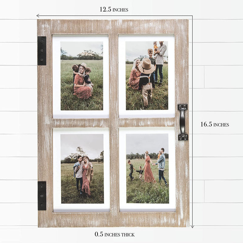 GLM Farmhouse Picture Frames, Holds 4 Photos - 4X6 with Mat or 5X7 Picture Frame Collage, Picture Frames Collage Wall Decor, Collage Picture Frames, Photo Collage Frame, Collage Frames for 4X6 Pictures (Brown) Home & Garden > Decor > Picture Frames Great Lakes Memories   