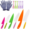 LEEFE 3 Pieces Kids Knife Set for Cooking, with Cutting Board, Safe Lettuce and Salad Knives, Kids Cooking Utensils in 3 Sizes & Colors, Serrated Edges, Plastic Safe Kitchen Knife Home & Garden > Kitchen & Dining > Kitchen Tools & Utensils > Kitchen Knives LEEFE Multicolor  