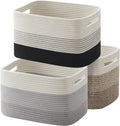 OIAHOMY Storage Basket, Woven Baskets for Storage, Cotton Rope Basket for Toys,Towel Baskets for Bathroom - Pack of 3 Home & Garden > Household Supplies > Storage & Organization OIAHOMY Gradient Gray&Gradient Dark&Gradient Yellow  