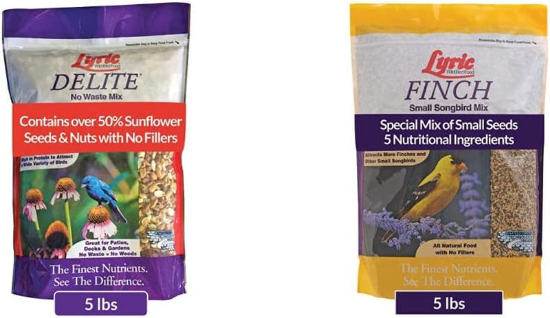 Lyric Delite Wild Bird Seed, No Waste Bird Food Mix with Shell-Free Nuts and Seeds, 5 Lb. Bag Animals & Pet Supplies > Pet Supplies > Bird Supplies > Bird Food Lebanon Seaboard Corporation Mix + Finch Small Songbird 5 lb. 