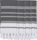 Set of 4 - Diamond Weave Turkish Cotton Bath Beach Hammam Towel Peshtemal Blanket Prewashed (Navy) Home & Garden > Linens & Bedding > Towels CopperBull Black  