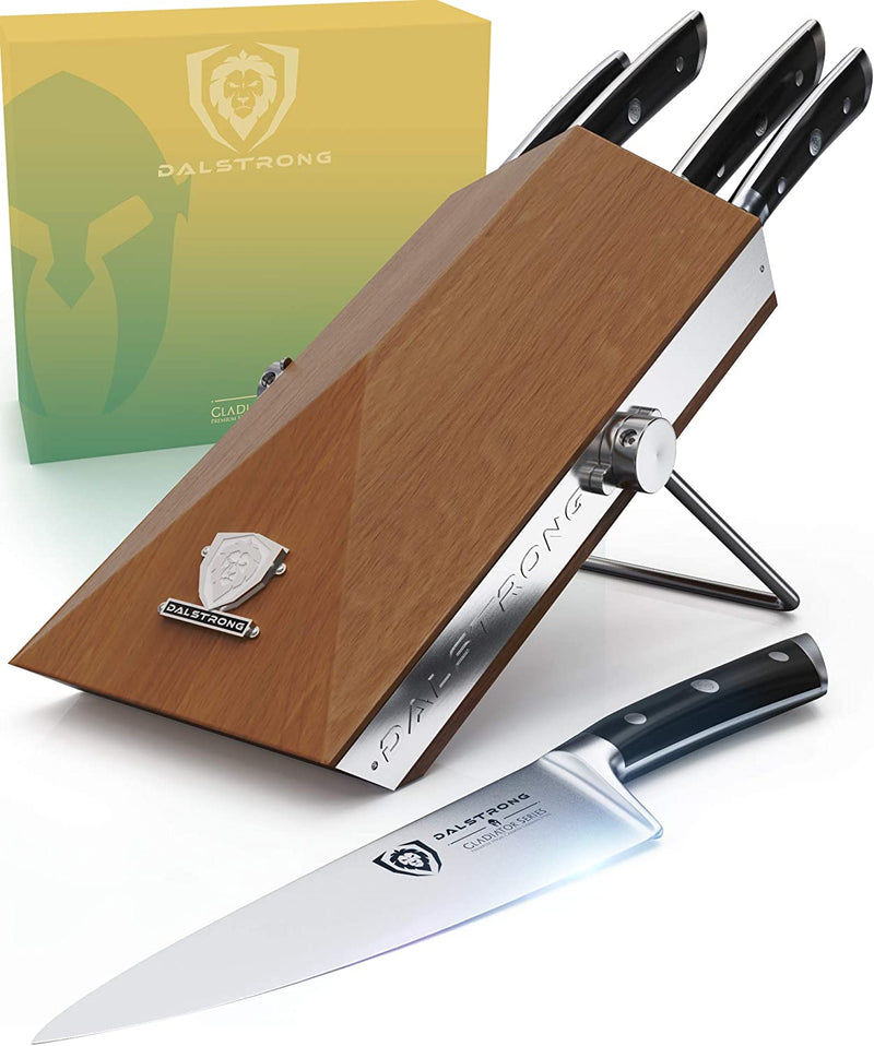 DALSTRONG Knife Set Block - 18-Pc Colossal Knife Set - Gladiator Series - German HC Steel - Acacia Wood Stand - White ABS Handles - NSF Certified Home & Garden > Kitchen & Dining > Kitchen Tools & Utensils > Kitchen Knives Dalstrong Black 5 Piece 