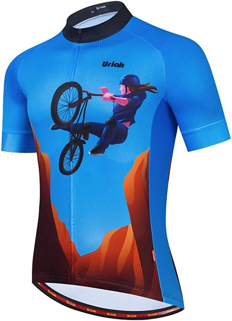 Uriah Men'S Cycling Jersey Short Sleeve Reflective with Rear Zippered Bag