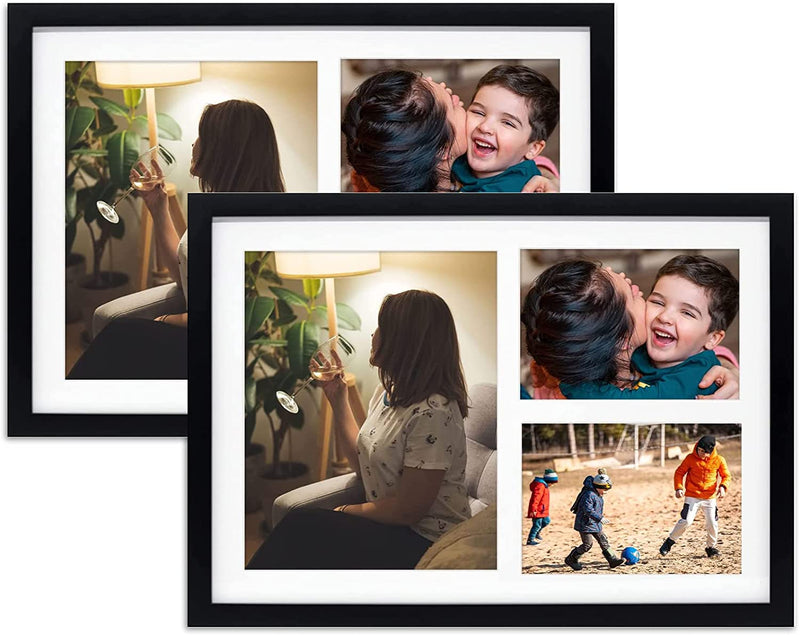 Golden State Art, 12X24 Black Wood Picture Frame - White Mat for 8X10 and 5X7 Photos - Real Glass, Sawtooth Hanger, Swivel Tabs - Wall Mounting - Great for Posters, Weddings, and Engagements Home & Garden > Decor > Picture Frames Golden State Art Black (White Mat) 12x17 (2 Pack) 