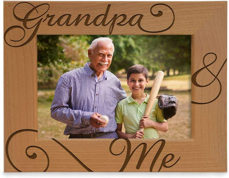KATE POSH Grandpa and Me Engraved Natural Wood Picture Frame, I Love You Grandpa, Grandparent'S Day, Best Grandpa Ever, Grandfather Gifts, Grandpa & Me, Father'S Day, Christmas (4X6-Vertical) Home & Garden > Decor > Picture Frames KATE POSH 4x6-Horizontal  