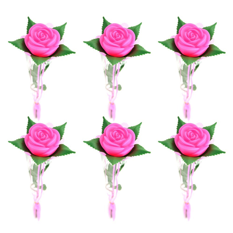 OUNONA 6Pcs Valentine'S Day Simulation Roses Colorful Light-Up Flower Romantic LED Ornaments Gift (Rosy)
