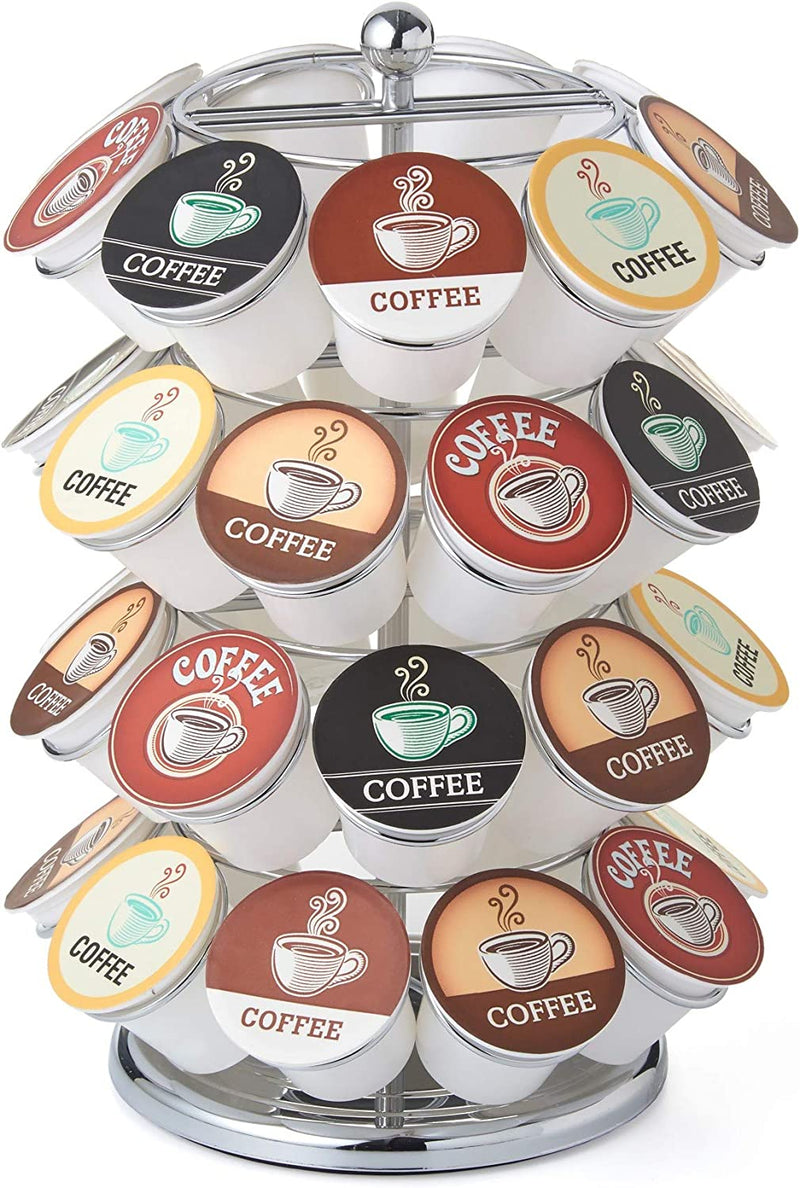 Nifty Coffee Pod Carousel – Compatible with K-Cups, 35 Pod Pack Storage, Spins 360-Degrees, Lazy Susan Platform, Modern Black Design, Home or Office Kitchen Counter Organizer Home & Garden > Household Supplies > Storage & Organization NIFTY 36 Pod Capacity | Chrome  