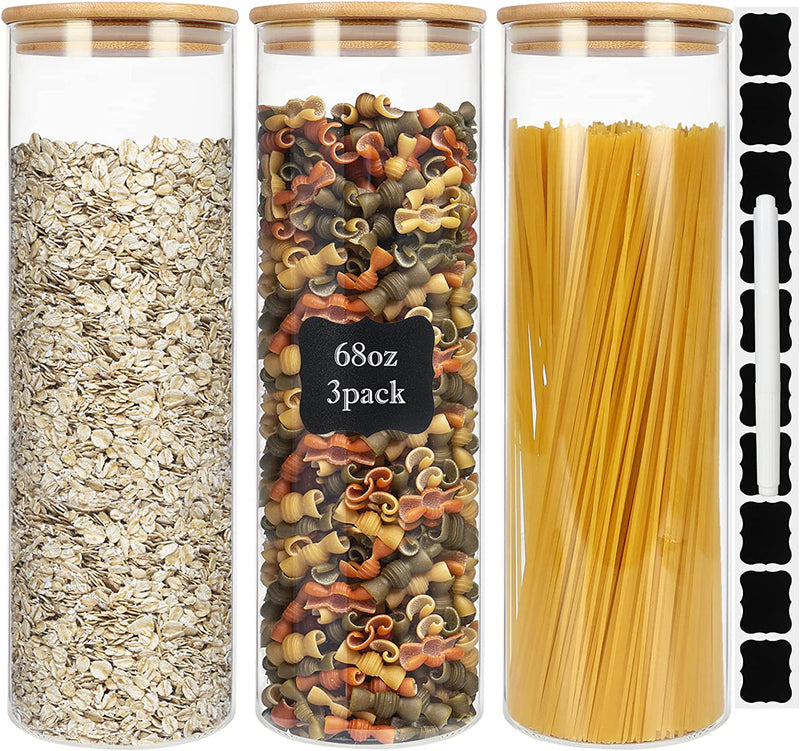 Glass Food Storage Containers Jars with Airtight Bamboo Lid 30Oz 8Pcs, 890Ml Pantry Organization Jar, Glass Terrarium with Lid, Spice, Tea, Flour and Sugar Container, Canister Set for Kitchen Counter Home & Garden > Decor > Decorative Jars DHSBTLS 68 oz/2040ml (3 pcs)  