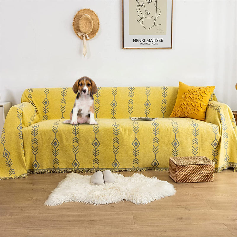 ROOMLIFE Smog Blue Sofa Covers Soft Chenille Sofa Slipcover Sectional Couch Covers for 3 Cushion Couch,Recliner Chair-Comfy Couch Cover for Dogs Universal Sofa Cover Furniture Protector, 71"X134" Home & Garden > Decor > Chair & Sofa Cushions ROOMLIFE Pattern17 Large 