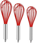 TEEVEA Silicone Whisk 3 Pack Upgraded Kitchen Silicone Whisk Balloon Wire Whisk Set Sturdy Egg Beater Baking Tools for Blending Whisking Beating Stirring Cooking Baking Home & Garden > Kitchen & Dining > Kitchen Tools & Utensils TEEVEA Silicone Whisk Red 3 Pack  