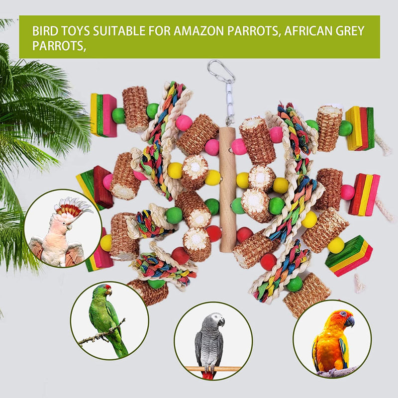 Parrot Toys, Bird Toys Made of Natural Multi-Colored Wooden Blocks, Suitable for African Gray Parrots, Parrots, Small and Medium-Sized Macaws Chewing, Exercise the Beak Animals & Pet Supplies > Pet Supplies > Bird Supplies > Bird Toys Cokliomc   