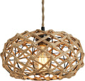 AMZASA Plug in Pendant Light Boho Woven Haning Lamp With15.1Ft Hemp Rope Cord,On/Off Switch Retro Coastal Wicker Rattan Cage Hanging Light for Kitchen Island Bedroom Living Room Home & Garden > Lighting > Lighting Fixtures AMZASA Pendant Light  