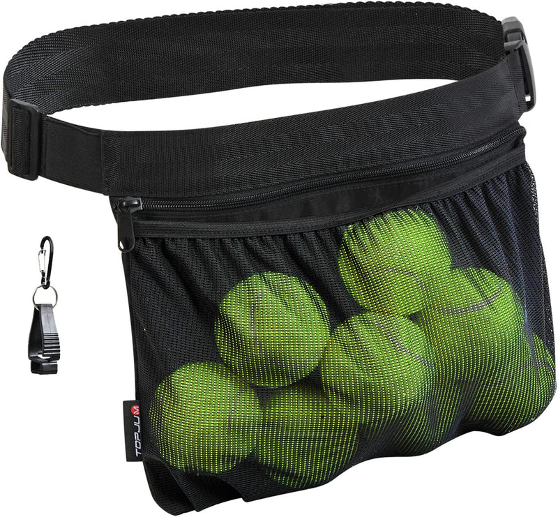 Tennis Ball Holder, Pickleball Holder Bag for Women, Men & Teens, TOPJUM Ball Pouch, Mesh Waist Hip Bag Carrier, Easy Holding 6-8 Pickle Balls or Tennis, Versatile Accessories & Gifts