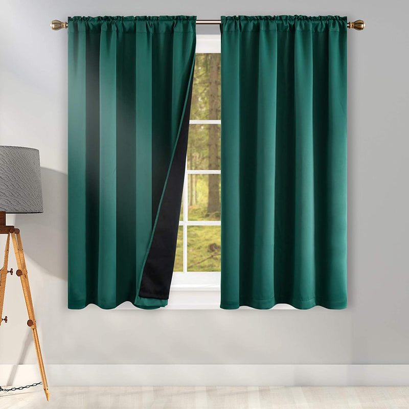 Coral 100PCT Blackout Curtains Bedroom Drapes - Totally Darkness Panels Thermal Insulated Lined Rod Pocket Curtains for Kids Room( 2 Panels 42 by 45 Inch) Home & Garden > Decor > Window Treatments > Curtains & Drapes KEQIAOSUOCAI Dark Green W42" X L45" 