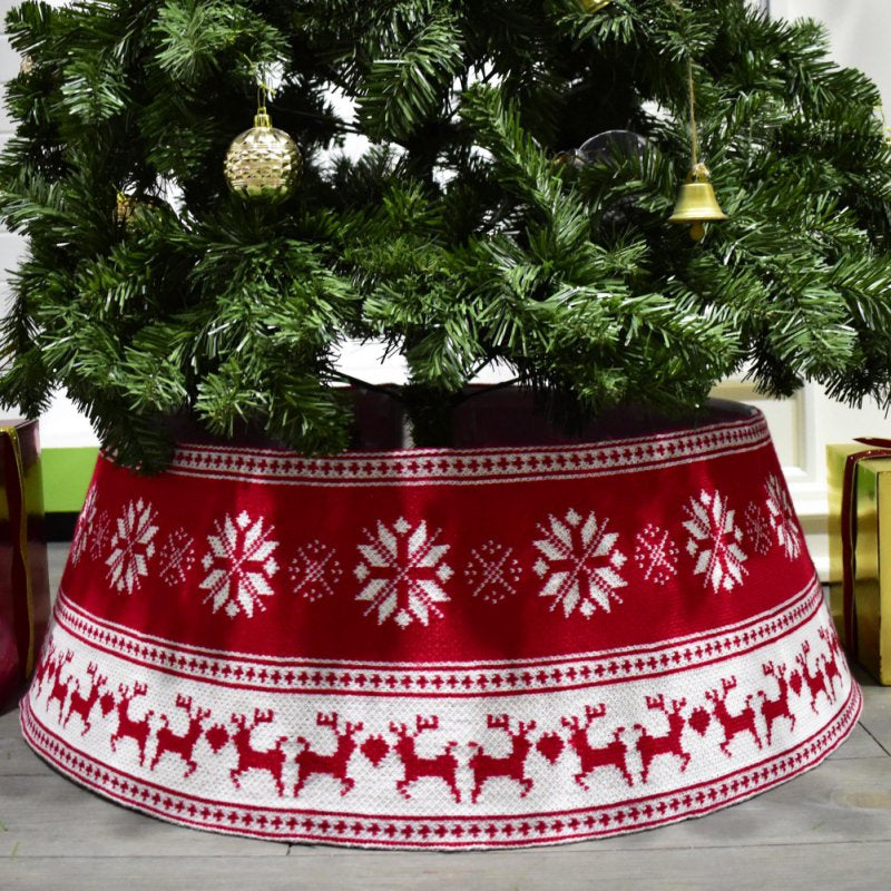 Christmas Tree Skirt PVC Base Diameter 30-Inch Snowflake Elk Knitting Tree Collar Xmas Party Home Decoration Home & Garden > Decor > Seasonal & Holiday Decorations > Christmas Tree Skirts Alphatouch   
