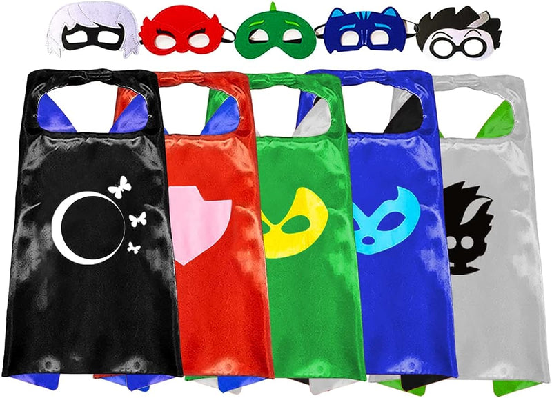 VOSOE Superhero Capes and Masks Cosplay Costumes Birthday Party Christmas Halloween Dress up Gift for Kids  VOSOE Pj 5 Sets  