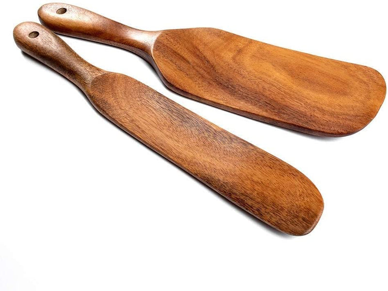 Spurtle Set, Natural Acacia Wooden Kitchen Utensils Set of 4, Wooden Spoons Utensils for Cooking, Stirring, Mixing, Serving, Spurtles Kitchen Tools as Seen on Tv for Nonsick Cookware
