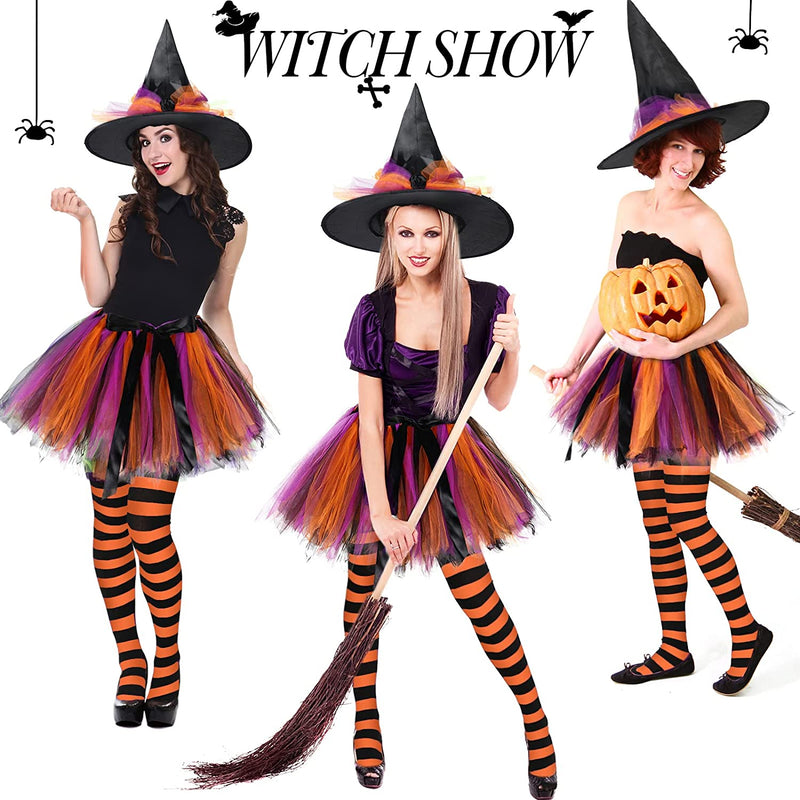 SATINIOR Halloween Witch Costume for Women Hat Tutu Skirt and Striped Tights for Girls  SATINIOR   