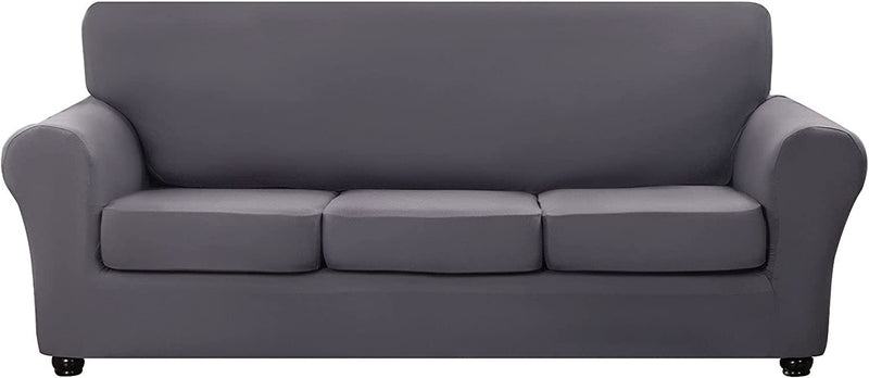 Hyha 3 Pieces Stretch Loveseat Slipcovers - Soft Couch Covers for 2 Cushion Couch, Washable Furniture Protector, Sofa Cover for Living Room with Elastic Bottom for Pets (Loveseat, Gray) Home & Garden > Decor > Chair & Sofa Cushions hyha Grey Large 