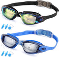 RGIOMA Swim Goggles, Pack of 2 Swimming Goggles No Leaking anti Fog UV Protection for Adult Men Women Youth Teens Sporting Goods > Outdoor Recreation > Boating & Water Sports > Swimming > Swim Goggles & Masks RGIOMA 01.black & Blue(mirror Lens)  