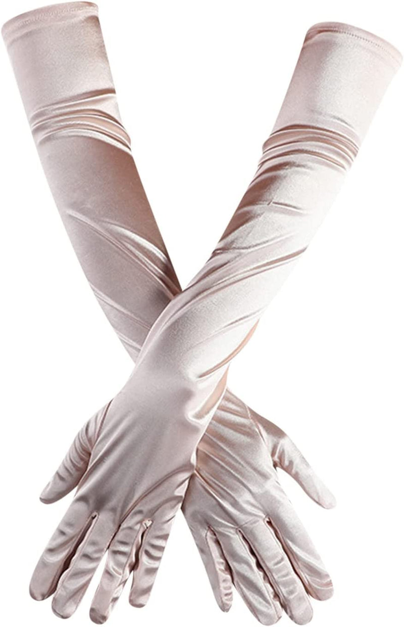 Gloves Mittens Opera Dance Elbow Finger 1920S Bridal Long Length Gloves Satin Women'S Gloves Gloves Gloves Mittens Sporting Goods > Outdoor Recreation > Boating & Water Sports > Swimming > Swim Gloves Bmisegm Pink One Size 