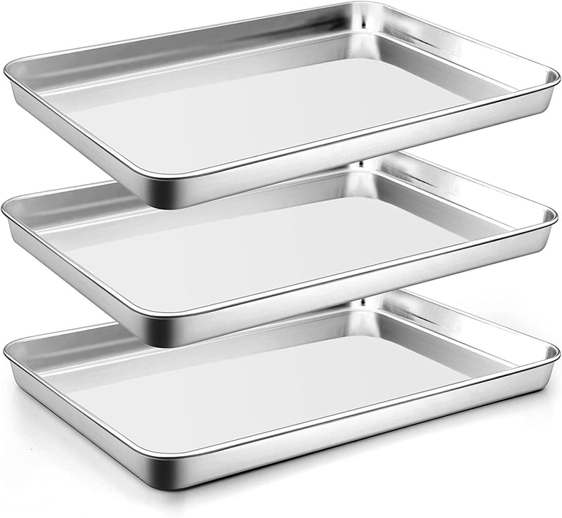 P&P CHEF Baking Cookie Sheet Set of 2, Stainless Steel Baking Sheets Pan Oven Tray, Rectangle 16”X12”X1”, Non Toxic & Durable Use, Mirror Finished & Easy Clean Home & Garden > Kitchen & Dining > Cookware & Bakeware P&P CHEF 3 16 x 12 Inch 