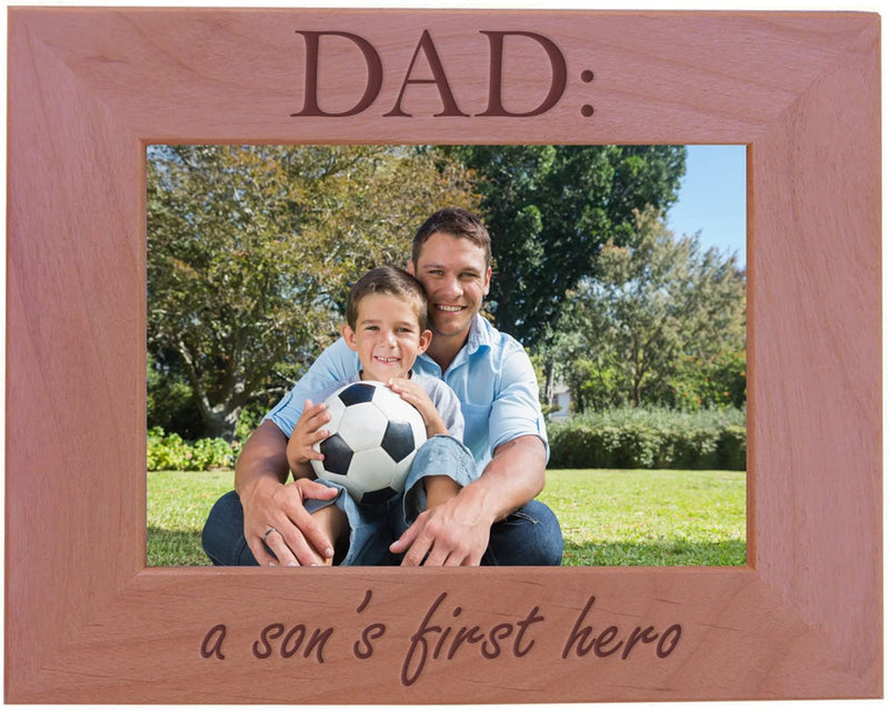 Customgiftsnow DAD: a Son'S First Hero - Wood Picture Frame - Fits 5X7 Inch Picture for Father'S or Christmas for Dad, Father, Grandpa (Vertical) Home & Garden > Decor > Picture Frames CustomGiftsNow Horizontal  