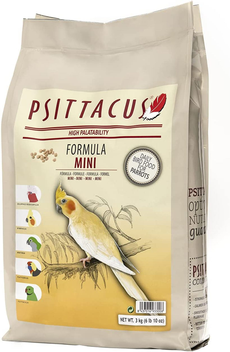 Psittacus Mini 450 G | Complete Pellet Diet for Cockatiels, Conures and Cockatoos | Premium Food for Birds, 100% No-Gmo Animals & Pet Supplies > Pet Supplies > Bird Supplies > Bird Food Psittacus 3 kg  