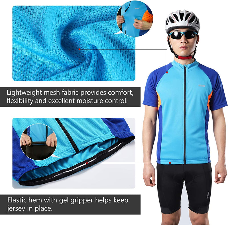 ARSUXEO Men'S Short Sleeves Cycling Jersey Bicycle MTB Bike Shirt Zipper Pocket 655 Sporting Goods > Outdoor Recreation > Cycling > Cycling Apparel & Accessories ARSUXEO   