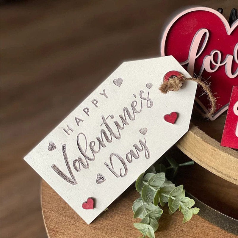 7Pcs Valentine'S Day Tiered Tray Decor Valentine'S Day Rustic Wooden Decorations Love Sign Lover Wedding Day for Home Kitchen Shelf Coffee Bar Table Home & Garden > Decor > Seasonal & Holiday Decorations Benson   
