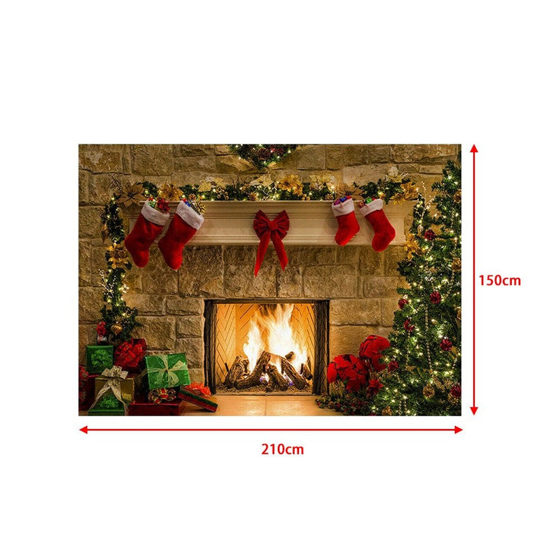 7X5Ft/10X6.6Ft Soft Durable Fabric Christmas Fireplace Theme Backdrop for Photography Tree Sock Gift Decorations for Xmas Party Supplies Photo Background Pictures Banner Studio Decor Booth Props Home & Garden > Decor > Seasonal & Holiday Decorations& Garden > Decor > Seasonal & Holiday Decorations Cabina Home   
