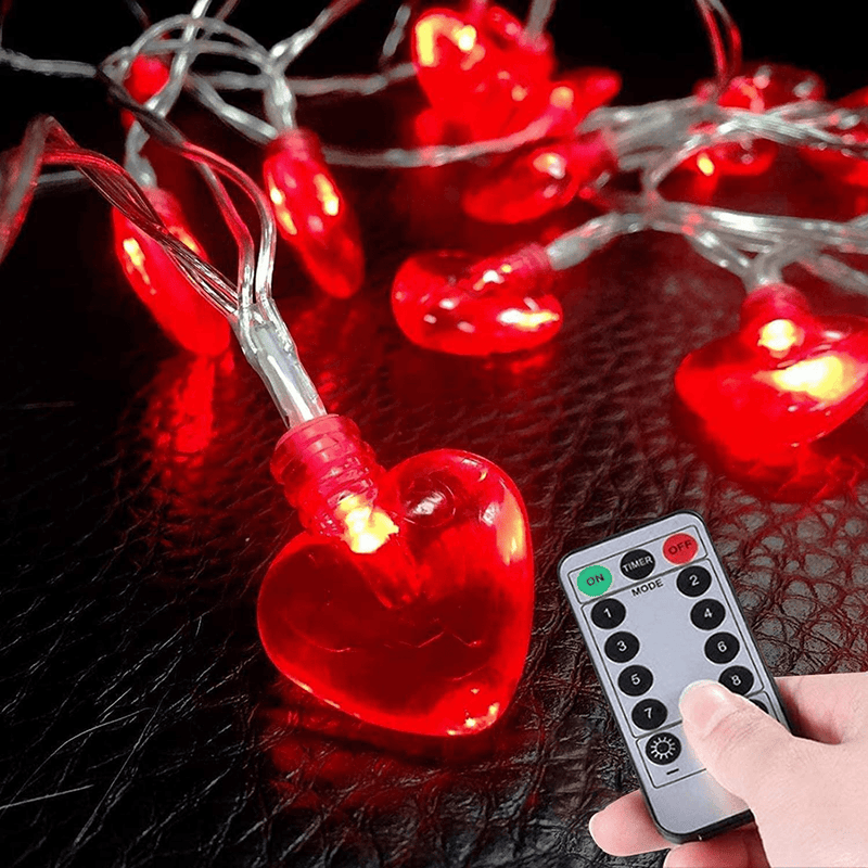 8.2FT Valentine'S Day String Light Heart Shaped Party Valentine'S Decorations Battery Operated for Mother'S Wedding Anniversary , Birthday, Holidays and Valentines Day Party Favors Supplie Decor