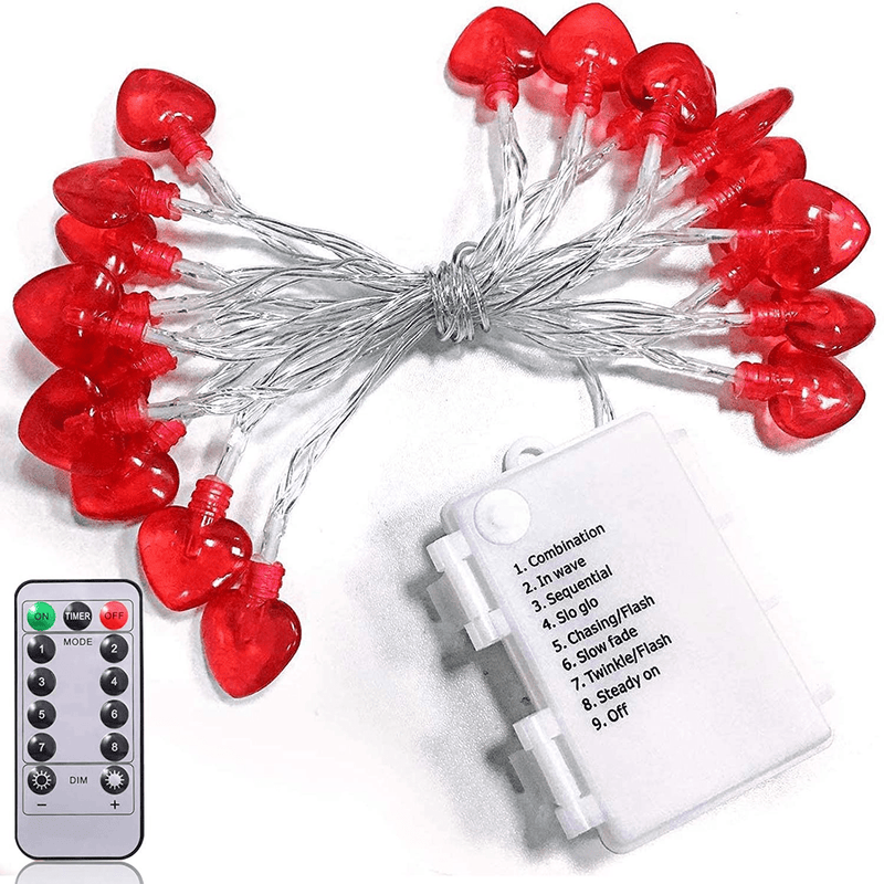 8.2FT Valentine'S Day String Light Heart Shaped Party Valentine'S Decorations Battery Operated for Mother'S Wedding Anniversary , Birthday, Holidays and Valentines Day Party Favors Supplie Decor Home & Garden > Decor > Seasonal & Holiday Decorations AMENON   