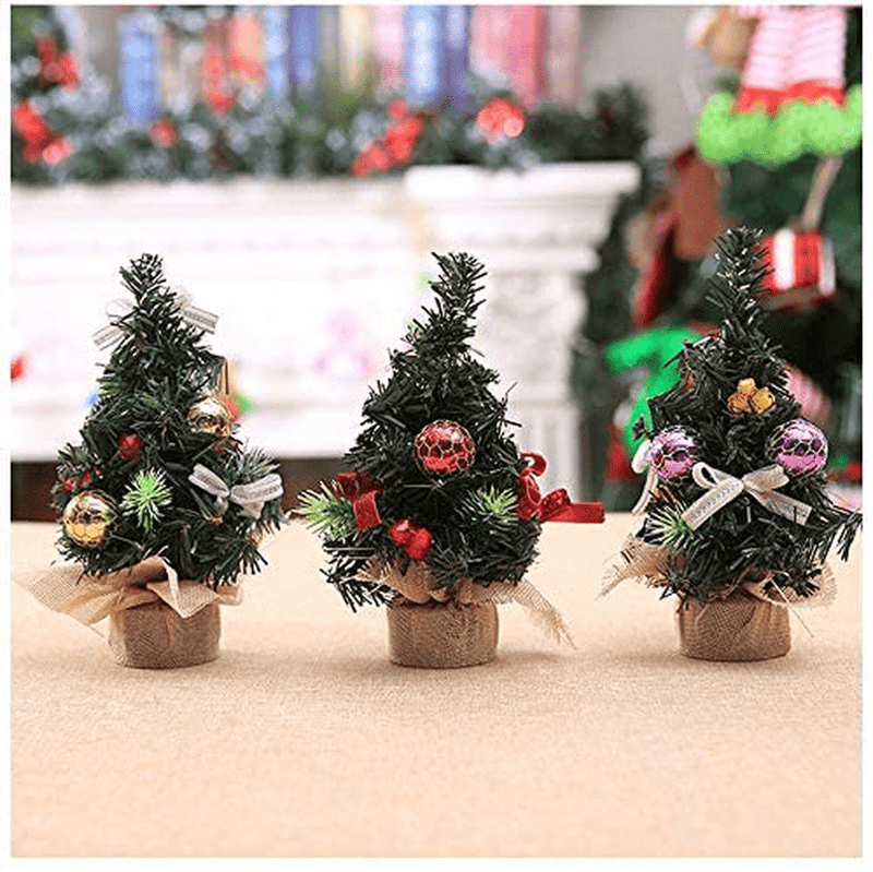 8" Artifical Mini Christmas Tree,Small Xmas Tree for Home Office Bedroom Livingroom Desk Top Stand (2 Pack with Two Home & Garden > Decor > Seasonal & Holiday Decorations > Christmas Tree Stands ranhang Default Title  