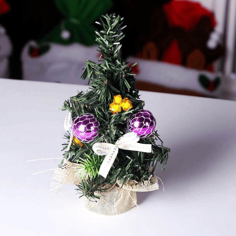 8" Artifical Mini Christmas Tree,Small Xmas Tree for Home Office Bedroom Livingroom Desk Top Stand (2 Pack with Two Home & Garden > Decor > Seasonal & Holiday Decorations > Christmas Tree Stands ranhang   