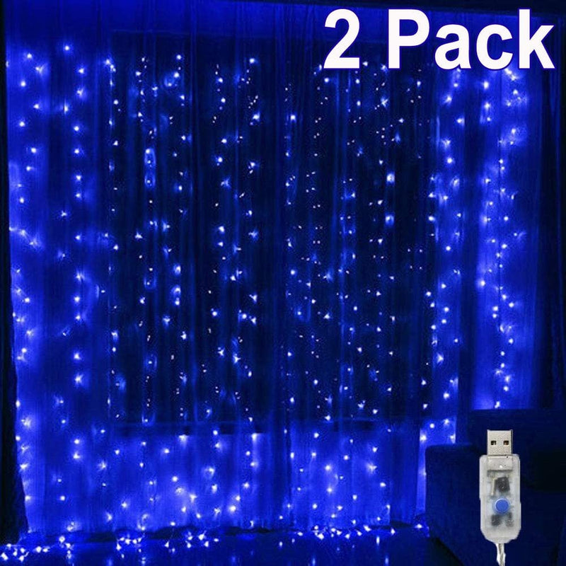 8 Colors Changing Curtain Lights, 2-Pack Each 9.8 X 9.8 Feet Lighted, 8 Modes with Remote, Backdrop Wall Window Hanging Fairy String Lights for Bedroom Christmas Valentine’S Day Decor Home & Garden > Decor > Seasonal & Holiday Decorations Best Lights21122854 9.9ft x 9.9ft(2 Pack) Blue 
