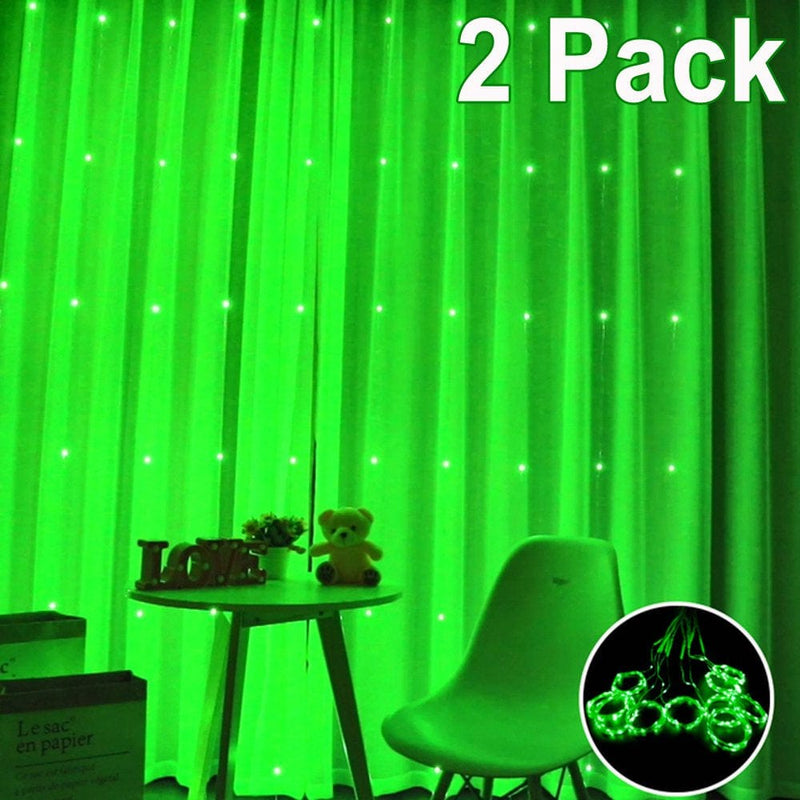 8 Colors Changing Curtain Lights, 2-Pack Each 9.8 X 9.8 Feet Lighted, 8 Modes with Remote, Backdrop Wall Window Hanging Fairy String Lights for Bedroom Christmas Valentine’S Day Decor Home & Garden > Decor > Seasonal & Holiday Decorations Best Lights21122854 9.9ft x 9.9ft(2 Pack) Green 