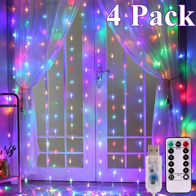 8 Colors Changing Curtain Lights, 2-Pack Each 9.8 X 9.8 Feet Lighted, 8 Modes with Remote, Backdrop Wall Window Hanging Fairy String Lights for Bedroom Christmas Valentine’S Day Decor Home & Garden > Decor > Seasonal & Holiday Decorations Best Lights21122854 9.9ft x 9.9ft(4 Pack) Multicolor 
