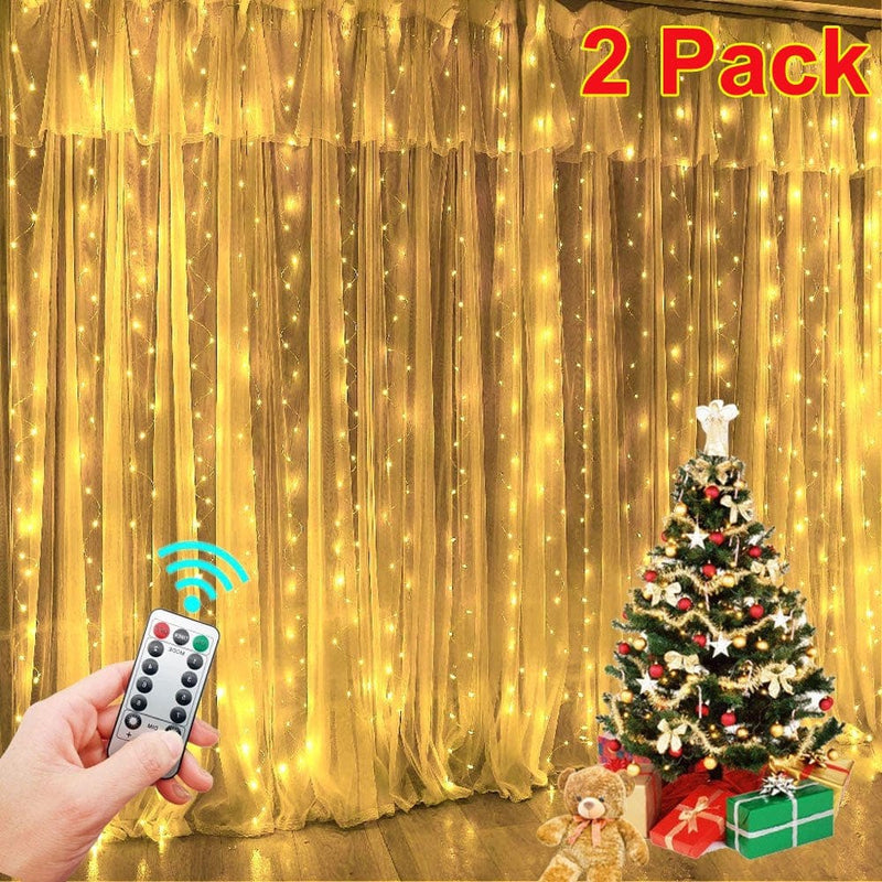 8 Colors Changing Curtain Lights, 2-Pack Each 9.8 X 9.8 Feet Lighted, 8 Modes with Remote, Backdrop Wall Window Hanging Fairy String Lights for Bedroom Christmas Valentine’S Day Decor Home & Garden > Decor > Seasonal & Holiday Decorations Best Lights21122854 9.9ft x 9.9ft(2 Pack) Warm white 