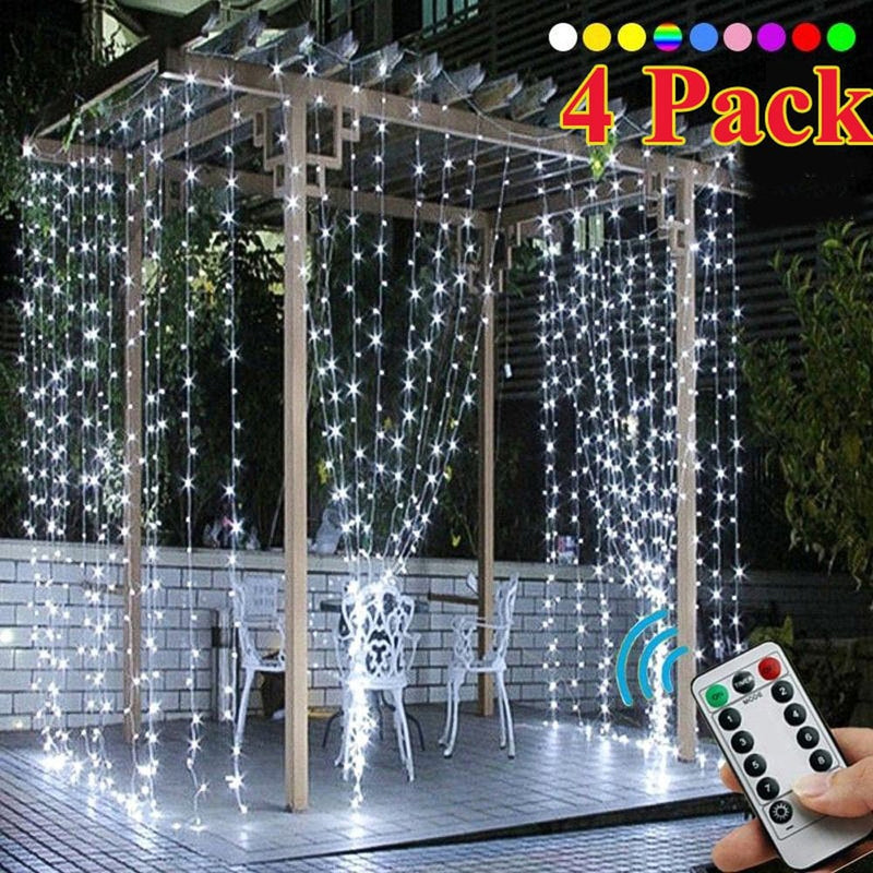 8 Colors Changing Curtain Lights, 2-Pack Each 9.8 X 9.8 Feet Lighted, 8 Modes with Remote, Backdrop Wall Window Hanging Fairy String Lights for Bedroom Christmas Valentine’S Day Decor Home & Garden > Decor > Seasonal & Holiday Decorations Best Lights21122854 9.9ft x 9.9ft(4 Pack) White 