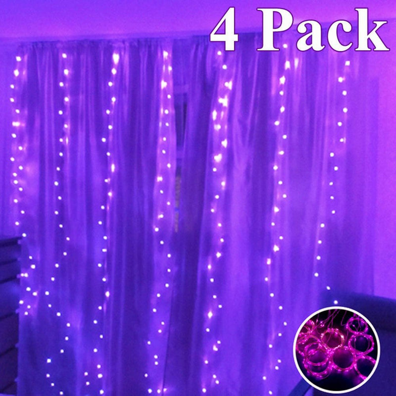 8 Colors Changing Curtain Lights, 2-Pack Each 9.8 X 9.8 Feet Lighted, 8 Modes with Remote, Backdrop Wall Window Hanging Fairy String Lights for Bedroom Christmas Valentine’S Day Decor