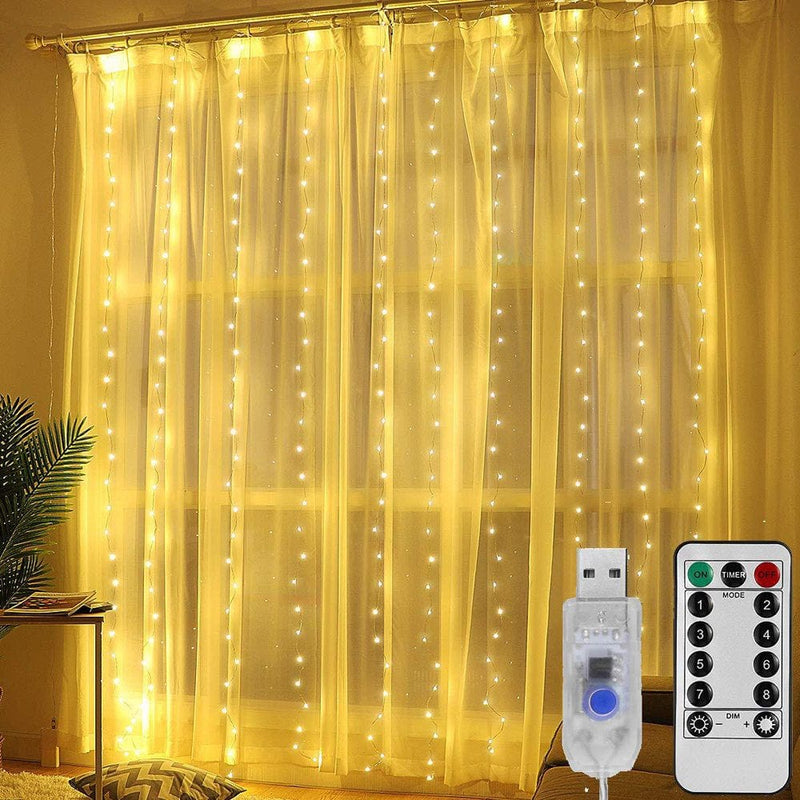 8 Colors Changing Curtain Lights, 2-Pack Each 9.8 X 9.8 Feet Lighted, 8 Modes with Remote, Backdrop Wall Window Hanging Fairy String Lights for Bedroom Christmas Valentine’S Day Decor Home & Garden > Decor > Seasonal & Holiday Decorations Best Lights21122854 9.9ft x 3.3ft(1 Pack) Warm white 