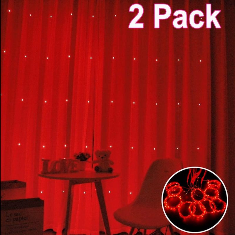 8 Colors Changing Curtain Lights, 2-Pack Each 9.8 X 9.8 Feet Lighted, 8 Modes with Remote, Backdrop Wall Window Hanging Fairy String Lights for Bedroom Christmas Valentine’S Day Decor Home & Garden > Decor > Seasonal & Holiday Decorations Best Lights21122854 9.9ft x 9.9ft(2 Pack) Red 