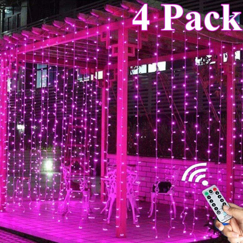 8 Colors Changing Curtain Lights, 2-Pack Each 9.8 X 9.8 Feet Lighted, 8 Modes with Remote, Backdrop Wall Window Hanging Fairy String Lights for Bedroom Christmas Valentine’S Day Decor Home & Garden > Decor > Seasonal & Holiday Decorations Best Lights21122854 9.9ft x 9.9ft(4 Pack) Pink 