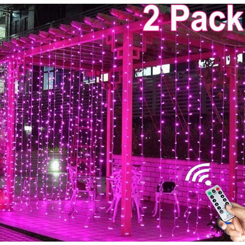 8 Colors Changing Curtain Lights, 2-Pack Each 9.8 X 9.8 Feet Lighted, 8 Modes with Remote, Backdrop Wall Window Hanging Fairy String Lights for Bedroom Christmas Valentine’S Day Decor Home & Garden > Decor > Seasonal & Holiday Decorations Best Lights21122854 9.9ft x 9.9ft(2 Pack) Pink 
