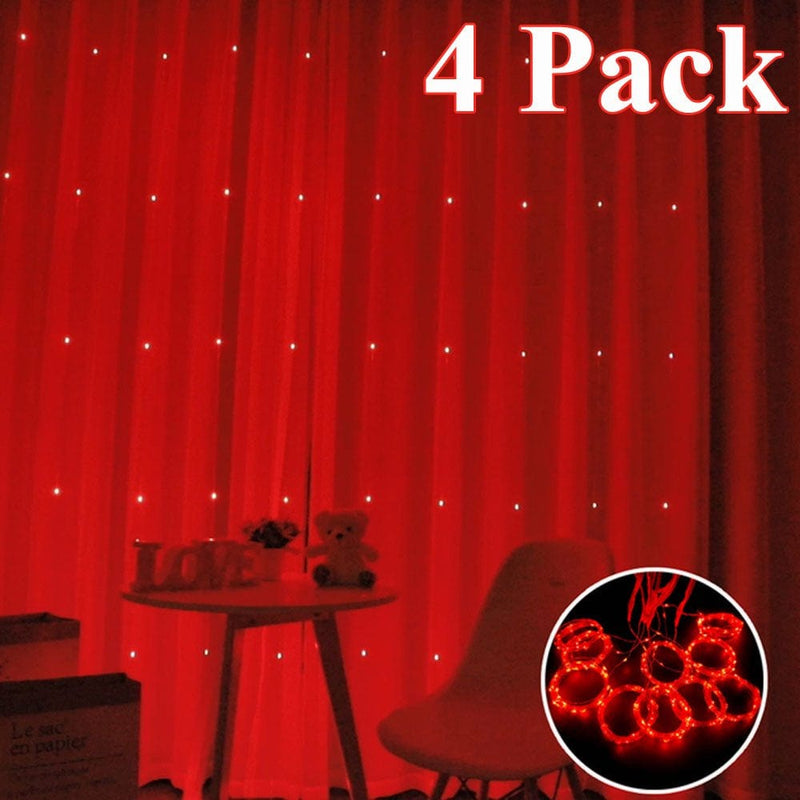 8 Colors Changing Curtain Lights, 2-Pack Each 9.8 X 9.8 Feet Lighted, 8 Modes with Remote, Backdrop Wall Window Hanging Fairy String Lights for Bedroom Christmas Valentine’S Day Decor Home & Garden > Decor > Seasonal & Holiday Decorations Best Lights21122854 9.9ft x 9.9ft(4 Pack) Red 