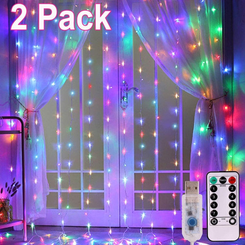 8 Colors Changing Curtain Lights, 2-Pack Each 9.8 X 9.8 Feet Lighted, 8 Modes with Remote, Backdrop Wall Window Hanging Fairy String Lights for Bedroom Christmas Valentine’S Day Decor Home & Garden > Decor > Seasonal & Holiday Decorations Best Lights21122854 9.9ft x 9.9ft(2 Pack) Multicolor 