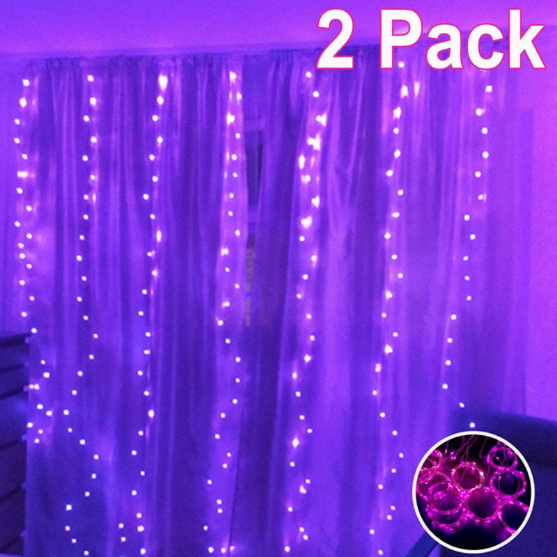 8 Colors Changing Curtain Lights, 2-Pack Each 9.8 X 9.8 Feet Lighted, 8 Modes with Remote, Backdrop Wall Window Hanging Fairy String Lights for Bedroom Christmas Valentine’S Day Decor Home & Garden > Decor > Seasonal & Holiday Decorations Best Lights21122854 9.9ft x 9.9ft(2 Pack) Purple 