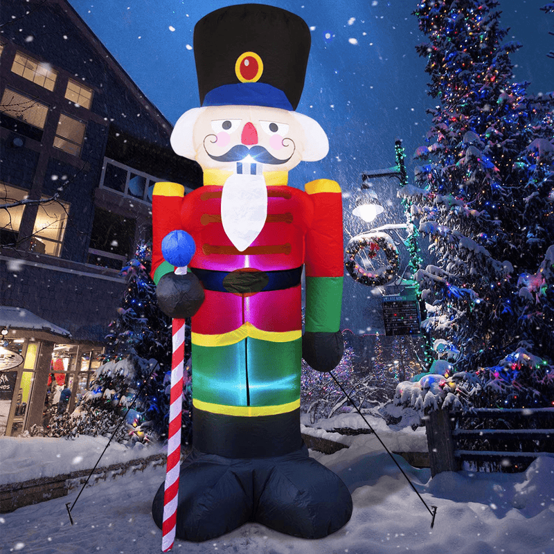 8 Foot Christmas Inflatable Nutcracker Soldier Outdoor Decorations, Light Up Inflatable Santa Claus Soldier with 3 LED Lights Blow Up Decorations for Yard Lawn Garden Xmas Decor (4 Stakes 2 Tethers) Home & Garden > Decor > Seasonal & Holiday Decorations& Garden > Decor > Seasonal & Holiday Decorations TURNMEON   
